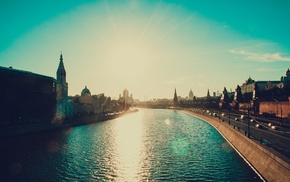water, Moscow, river, church, reflection, cityscape