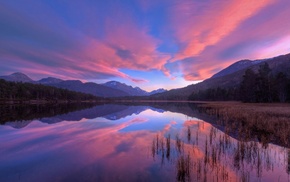 reflection, clouds, landscape, water