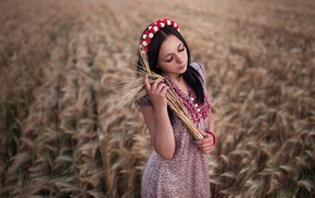 field, model, girl, girl outdoors