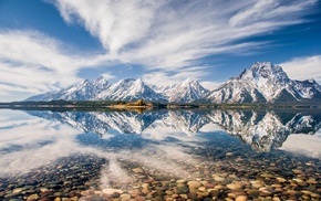 clouds, Wyoming, landscape, nature, mountains, reflection