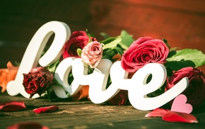 love, typography, heart, rose, flowers