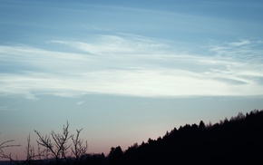 sky, hills, sunset