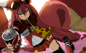 pizza, kitsunemimi, original characters, anime, anime girls