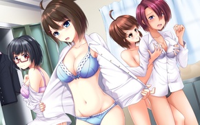 cleavage, anime girls, anime, original characters, bottomless, undressing