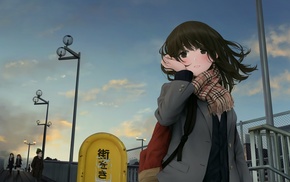anime girls, original characters, scarf, anime