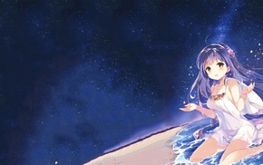 anime, beach, sky, anime girls, original characters