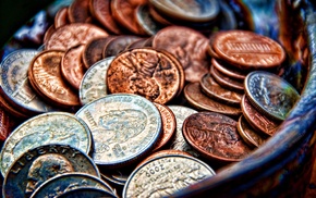 HDR, metal, coins, money