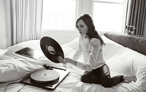 actress, Ellen Page, telephone, curtain, leather pants, gramophone