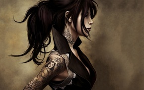 fantasy art, artwork, tattoo, girl