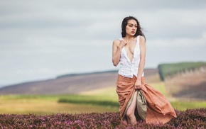 girl, field, model, girl outdoors