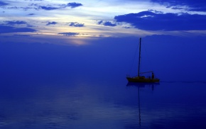 blue, boat, water, sea