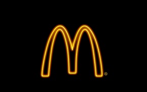 McDonalds, sign, fast food, logo, neon, simple background