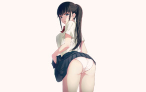 lifting skirt, anime, original characters, panties, anime girls