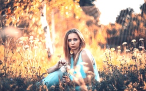 nature, field, girl outdoors, model