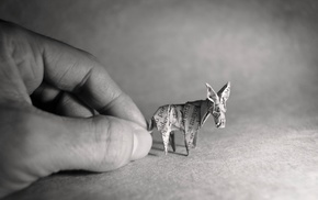 hands, paper, donkey, monochrome, origami