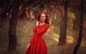 redhead, model, girl, girl outdoors, dress