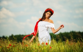 girl outdoors, field, model, girl