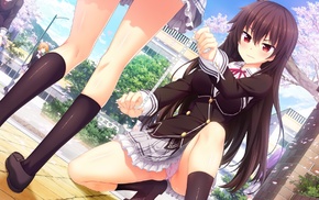 anime, visual novel, panties, school uniform, Game CG, Michi Kuroki