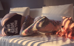 tattoo, model, ass, redhead