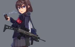original characters, gun, school uniform, CZ 805 BREN, anime girls