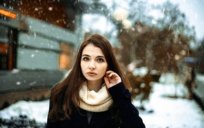 portrait, girl outdoors, girl, model, snow