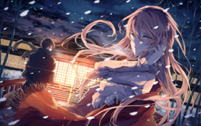 scarf, snow, original characters, anime, long hair