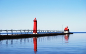 Grand Haven, Lake Michigan, sea, light house, pier