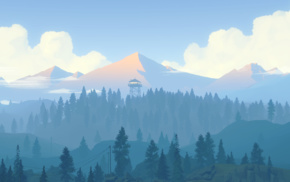 forest, mountains, Firewatch, artwork