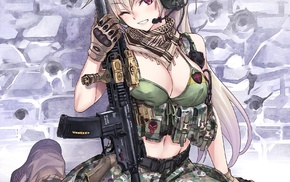 weapon, anime girls, anime, gun, original characters, HK 416