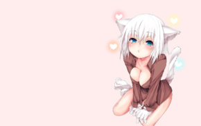cleavage, nekomimi, cat girl, pouting, anime girls, anime