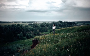 model, girl outdoors, landscape, nature, girl, field