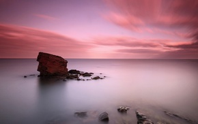 rock, sea, long exposure, landscape