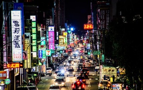 Asia, night, street, traffic, urban, city