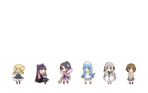 Ika Musume, blonde, chibi, Panty and Stocking with Garterbelt, anime girls, dark hair
