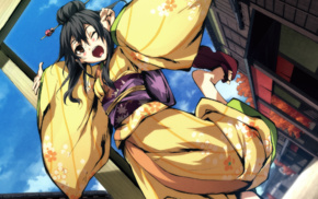 anime girls, Kajiri Kamui Kagura, kimono, long hair, dark hair