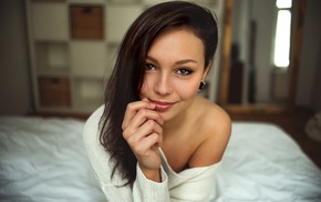 smiling, in bed, portrait, face, girl