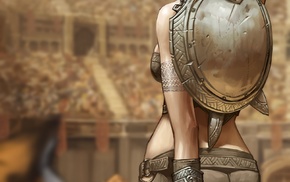 gladiators, fantasy girl, warrior, fantasy art