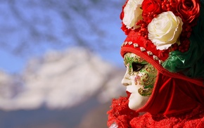 flowers, costumes, mask, profile, carnivals