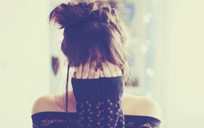 sweater, girl, covering face