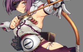 Seiken Rensei Monhame saga, short hair, armor, bow, bow and arrow, anime