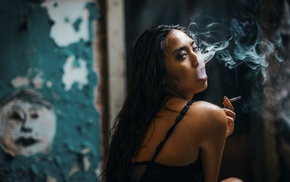 girl, smoking, Asian, model