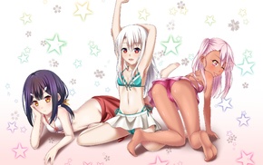 Fatekaleid liner Prisma Illya, bikini, Chloe von Einzbern, anime girls, anime, navels