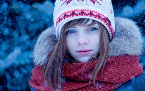 winter, girl, blue eyes