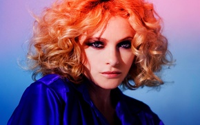 curly hair, girl, redhead, Alison Goldfrapp, looking at viewer