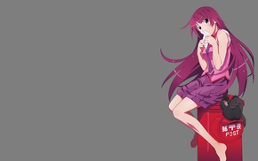 anime, skirt, tie, Monogatari Series, simple background, Senjougahara Hitagi
