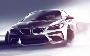 artwork, car, Drifting, vehicle, BMW M2, concept art