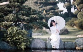 model, umbrella, girl outdoors, girl, Asian