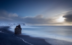 sea, clouds, beach, nature