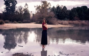 model, girl outdoors, water, girl