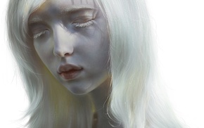 artwork, girl, albino